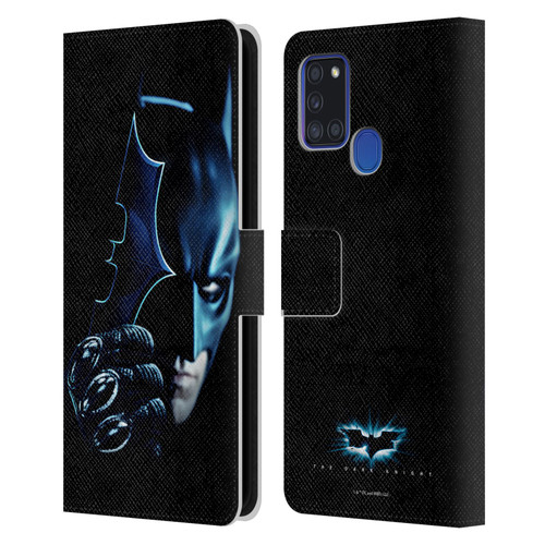 The Dark Knight Key Art Batman Batarang Leather Book Wallet Case Cover For Samsung Galaxy A21s (2020)
