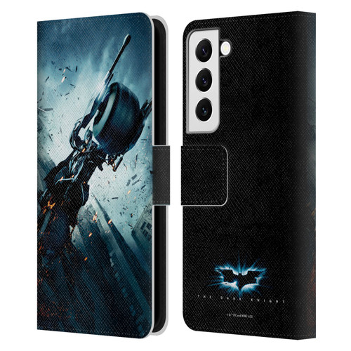 The Dark Knight Key Art Batman Batpod Leather Book Wallet Case Cover For Samsung Galaxy S22 5G