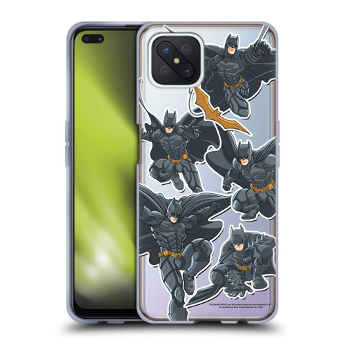 The Dark Knight Character Art Batman Sticker Collage Soft Gel Case for OPPO Reno4 Z 5G