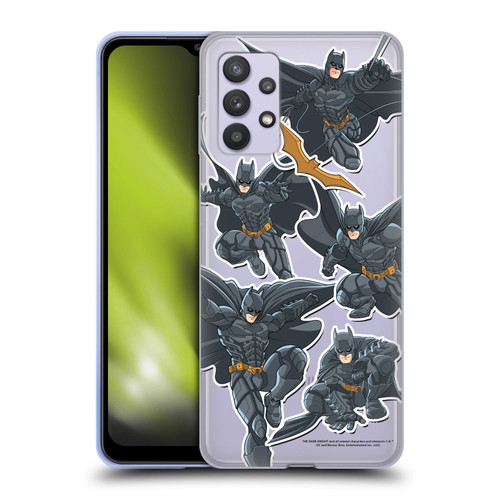 The Dark Knight Character Art Batman Sticker Collage Soft Gel Case for Samsung Galaxy A32 5G / M32 5G (2021)
