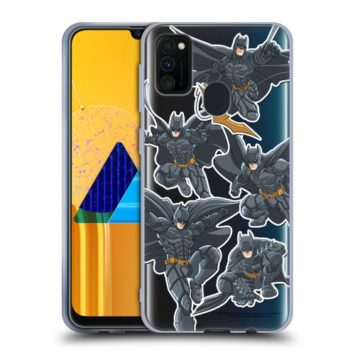 The Dark Knight Character Art Batman Sticker Collage Soft Gel Case for Samsung Galaxy M30s (2019)/M21 (2020)
