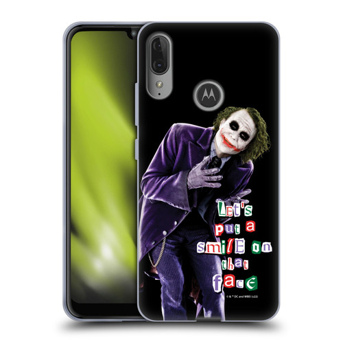 The Dark Knight Graphics Joker Put A Smile Soft Gel Case for Motorola Moto E6 Plus