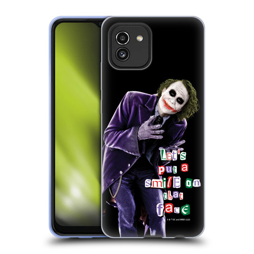 The Dark Knight Graphics Joker Put A Smile Soft Gel Case for Samsung Galaxy A03 (2021)