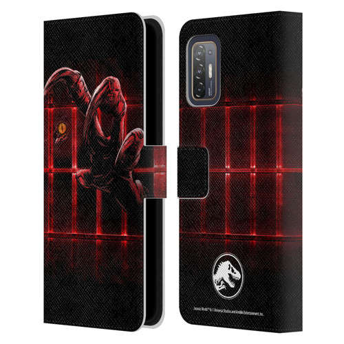 Jurassic World Fallen Kingdom Key Art Claw In Dark Leather Book Wallet Case Cover For HTC Desire 21 Pro 5G