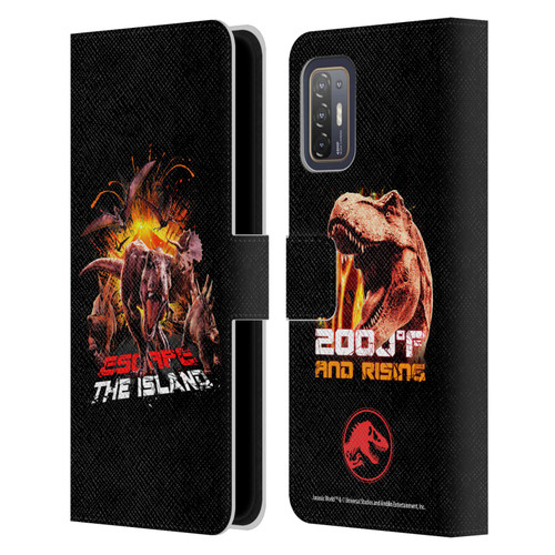 Jurassic World Fallen Kingdom Key Art Dinosaurs Escape Island Leather Book Wallet Case Cover For HTC Desire 21 Pro 5G