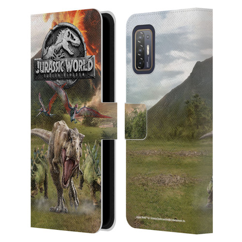 Jurassic World Fallen Kingdom Key Art Dinosaurs Escape Leather Book Wallet Case Cover For HTC Desire 21 Pro 5G