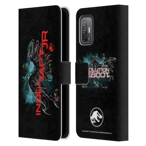 Jurassic World Fallen Kingdom Key Art Indoraptor Leather Book Wallet Case Cover For HTC Desire 21 Pro 5G