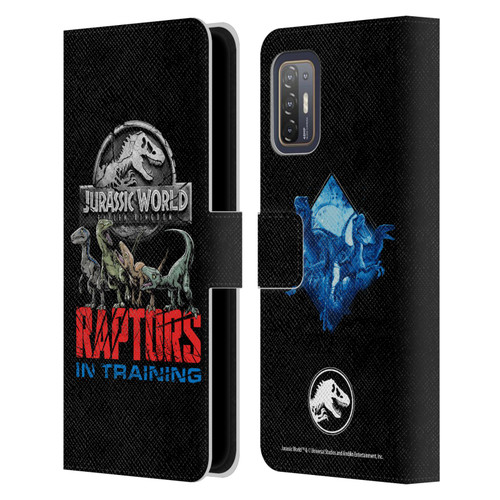 Jurassic World Fallen Kingdom Key Art Raptors In Training Leather Book Wallet Case Cover For HTC Desire 21 Pro 5G