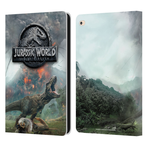 Jurassic World Fallen Kingdom Key Art T-Rex Volcano Leather Book Wallet Case Cover For Apple iPad Air 2 (2014)