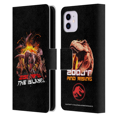 Jurassic World Fallen Kingdom Key Art Dinosaurs Escape Island Leather Book Wallet Case Cover For Apple iPhone 11