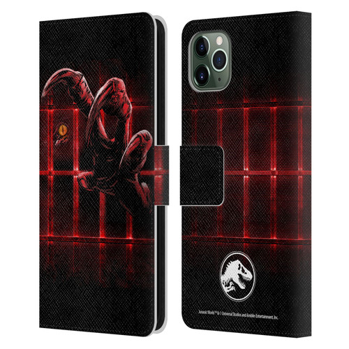 Jurassic World Fallen Kingdom Key Art Claw In Dark Leather Book Wallet Case Cover For Apple iPhone 11 Pro Max