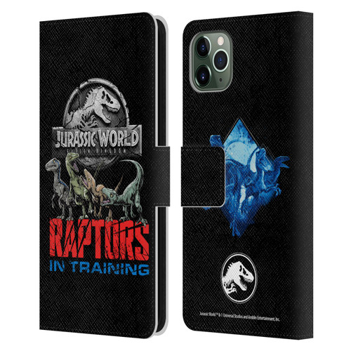 Jurassic World Fallen Kingdom Key Art Raptors In Training Leather Book Wallet Case Cover For Apple iPhone 11 Pro Max
