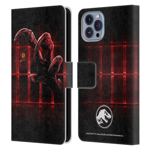Jurassic World Fallen Kingdom Key Art Claw In Dark Leather Book Wallet Case Cover For Apple iPhone 14