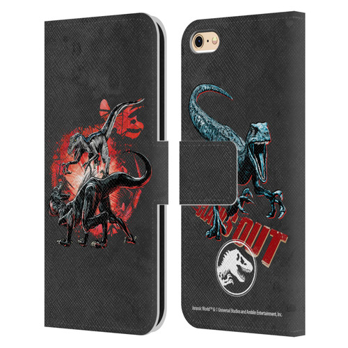 Jurassic World Fallen Kingdom Key Art Raptors Battle Leather Book Wallet Case Cover For Apple iPhone 6 / iPhone 6s