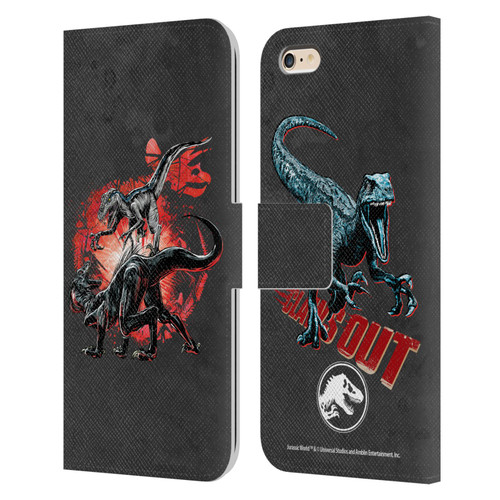 Jurassic World Fallen Kingdom Key Art Raptors Battle Leather Book Wallet Case Cover For Apple iPhone 6 Plus / iPhone 6s Plus