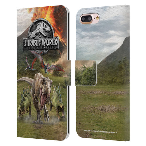 Jurassic World Fallen Kingdom Key Art Dinosaurs Escape Leather Book Wallet Case Cover For Apple iPhone 7 Plus / iPhone 8 Plus