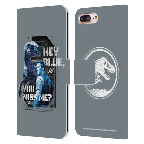 Jurassic World Fallen Kingdom Key Art Hey Blue & Owen Leather Book Wallet Case Cover For Apple iPhone 7 Plus / iPhone 8 Plus