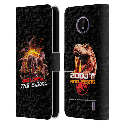 Jurassic World Fallen Kingdom Key Art Dinosaurs Escape Island Leather Book Wallet Case Cover For Nokia C10 / C20