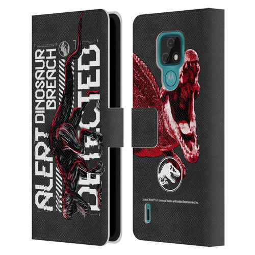 Jurassic World Fallen Kingdom Key Art Dinosaur Breach Leather Book Wallet Case Cover For Motorola Moto E7