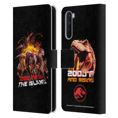 Jurassic World Fallen Kingdom Key Art Dinosaurs Escape Island Leather Book Wallet Case Cover For OnePlus Nord 5G