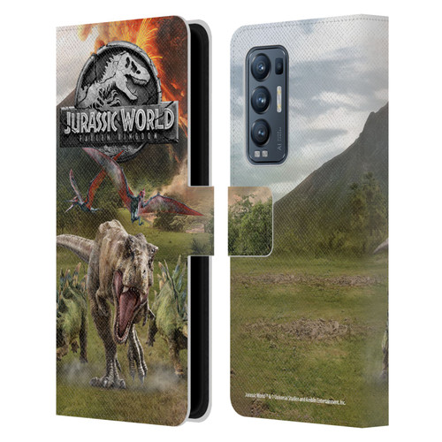 Jurassic World Fallen Kingdom Key Art Dinosaurs Escape Leather Book Wallet Case Cover For OPPO Find X3 Neo / Reno5 Pro+ 5G