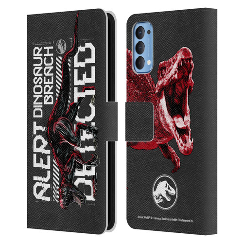 Jurassic World Fallen Kingdom Key Art Dinosaur Breach Leather Book Wallet Case Cover For OPPO Reno 4 5G