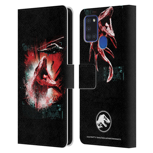 Jurassic World Fallen Kingdom Key Art Mosasaurus Leather Book Wallet Case Cover For Samsung Galaxy A21s (2020)