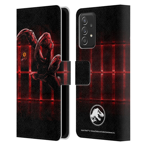 Jurassic World Fallen Kingdom Key Art Claw In Dark Leather Book Wallet Case Cover For Samsung Galaxy A52 / A52s / 5G (2021)
