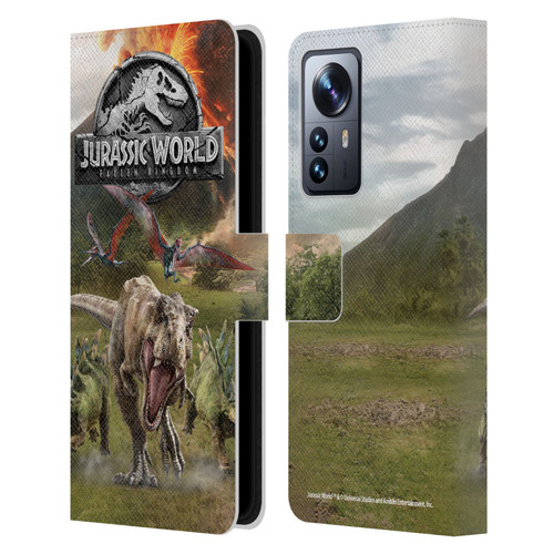 Jurassic World Fallen Kingdom Key Art Dinosaurs Escape Leather Book Wallet Case Cover For Xiaomi 12 Pro