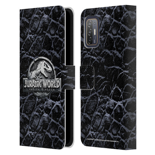 Jurassic World Fallen Kingdom Logo Dinosaur Scale Leather Book Wallet Case Cover For HTC Desire 21 Pro 5G