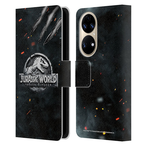 Jurassic World Fallen Kingdom Logo Dinosaur Claw Leather Book Wallet Case Cover For Huawei P50