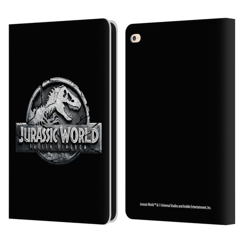 Jurassic World Fallen Kingdom Logo Plain Black Leather Book Wallet Case Cover For Apple iPad Air 2 (2014)