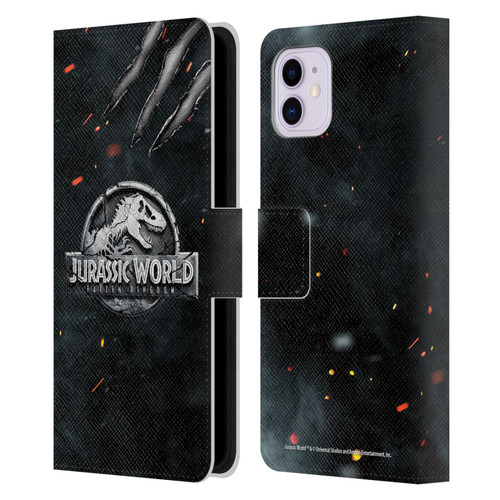 Jurassic World Fallen Kingdom Logo Dinosaur Claw Leather Book Wallet Case Cover For Apple iPhone 11