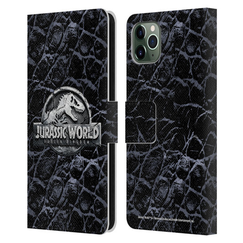 Jurassic World Fallen Kingdom Logo Dinosaur Scale Leather Book Wallet Case Cover For Apple iPhone 11 Pro Max