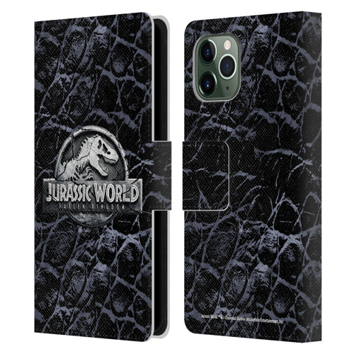 Jurassic World Fallen Kingdom Logo Dinosaur Scale Leather Book Wallet Case Cover For Apple iPhone 11 Pro