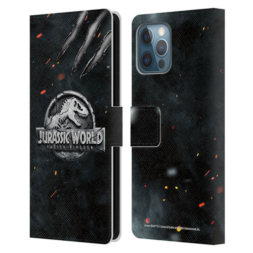 Jurassic World Fallen Kingdom Logo Dinosaur Claw Leather Book Wallet Case Cover For Apple iPhone 12 Pro Max