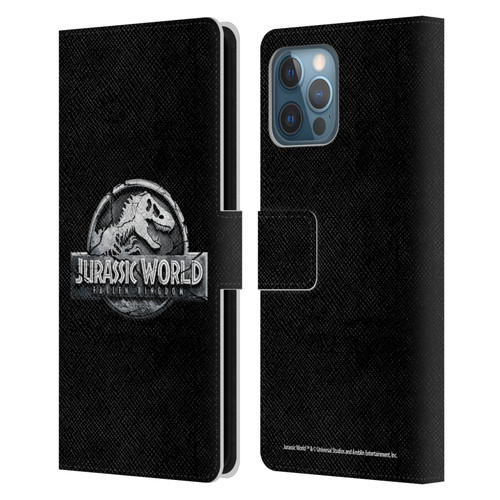 Jurassic World Fallen Kingdom Logo Plain Black Leather Book Wallet Case Cover For Apple iPhone 12 Pro Max