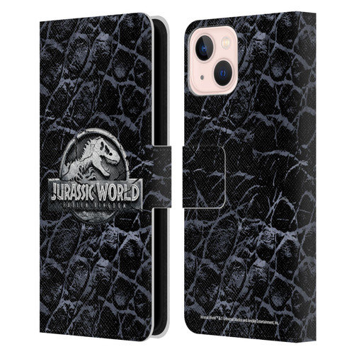 Jurassic World Fallen Kingdom Logo Dinosaur Scale Leather Book Wallet Case Cover For Apple iPhone 13