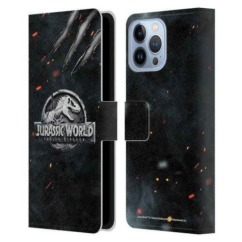 Jurassic World Fallen Kingdom Logo Dinosaur Claw Leather Book Wallet Case Cover For Apple iPhone 13 Pro Max