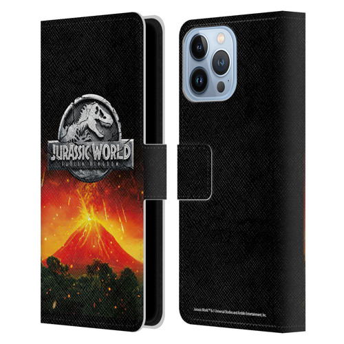 Jurassic World Fallen Kingdom Logo Volcano Eruption Leather Book Wallet Case Cover For Apple iPhone 13 Pro Max