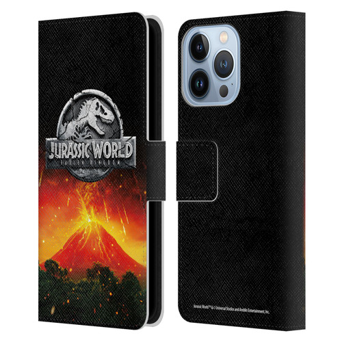 Jurassic World Fallen Kingdom Logo Volcano Eruption Leather Book Wallet Case Cover For Apple iPhone 13 Pro
