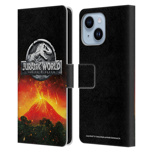 Jurassic World Fallen Kingdom Logo Volcano Eruption Leather Book Wallet Case Cover For Apple iPhone 14 Plus