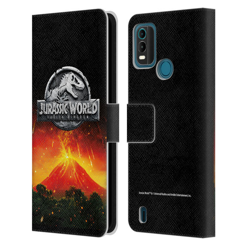 Jurassic World Fallen Kingdom Logo Volcano Eruption Leather Book Wallet Case Cover For Nokia G11 Plus