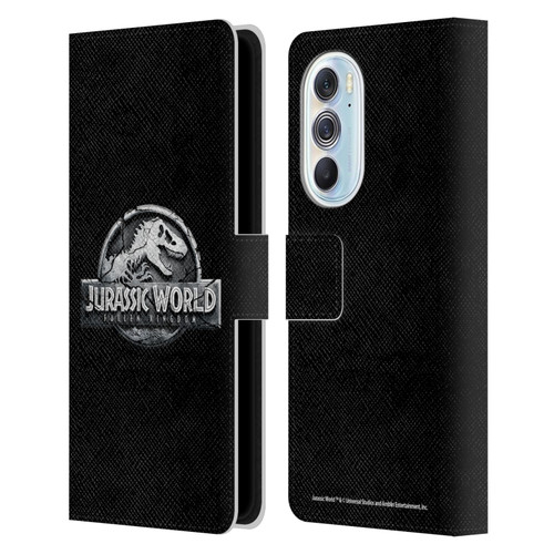 Jurassic World Fallen Kingdom Logo Plain Black Leather Book Wallet Case Cover For Motorola Edge X30