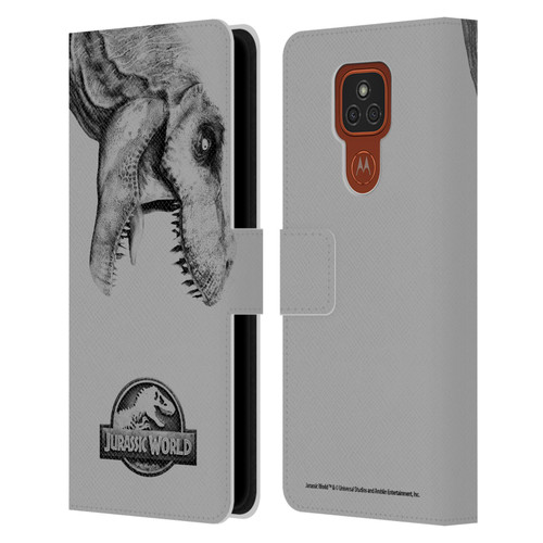 Jurassic World Fallen Kingdom Logo T-Rex Leather Book Wallet Case Cover For Motorola Moto E7 Plus