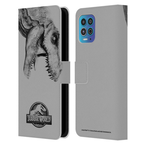 Jurassic World Fallen Kingdom Logo T-Rex Leather Book Wallet Case Cover For Motorola Moto G100