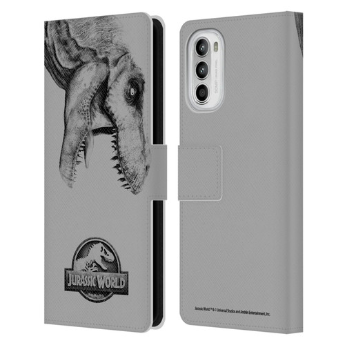 Jurassic World Fallen Kingdom Logo T-Rex Leather Book Wallet Case Cover For Motorola Moto G52