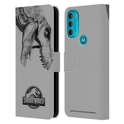 Jurassic World Fallen Kingdom Logo T-Rex Leather Book Wallet Case Cover For Motorola Moto G71 5G