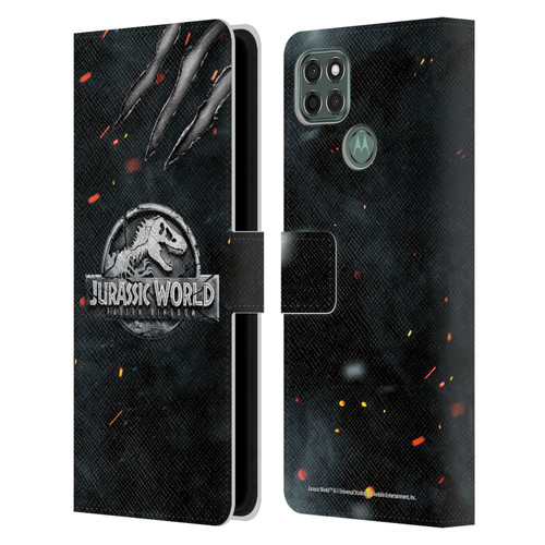 Jurassic World Fallen Kingdom Logo Dinosaur Claw Leather Book Wallet Case Cover For Motorola Moto G9 Power