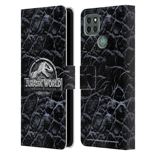 Jurassic World Fallen Kingdom Logo Dinosaur Scale Leather Book Wallet Case Cover For Motorola Moto G9 Power